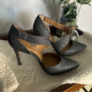 NWOT Jessica Simpson Pewter Heels 7.5